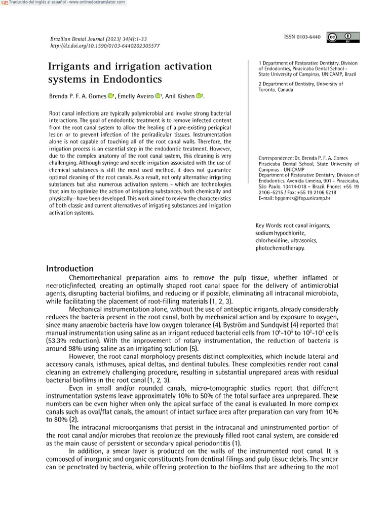 Irrigants and Irrigation Activations in Endodontics - Bs.es - En.es ...