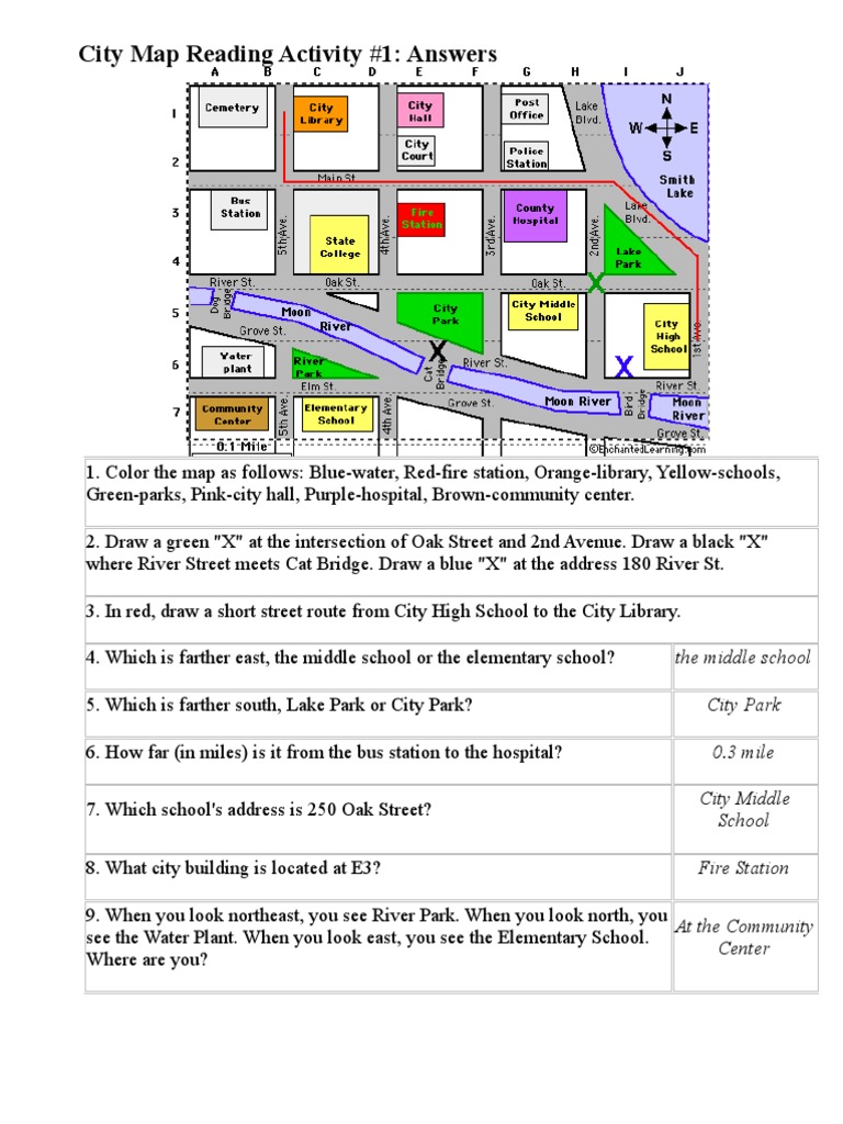 City Map Reading Activity #1: Answers | PDF | Language Arts & Discipline