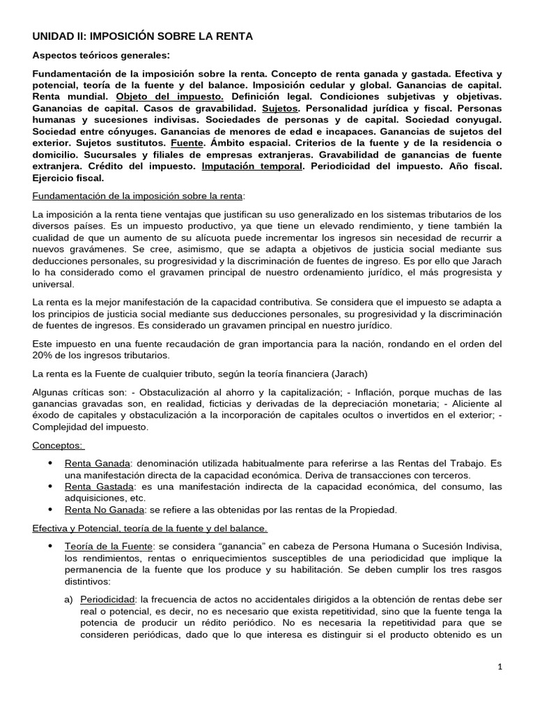 UNIDAD II Impuestos | PDF | Impuestos | Impuesto sobre la renta