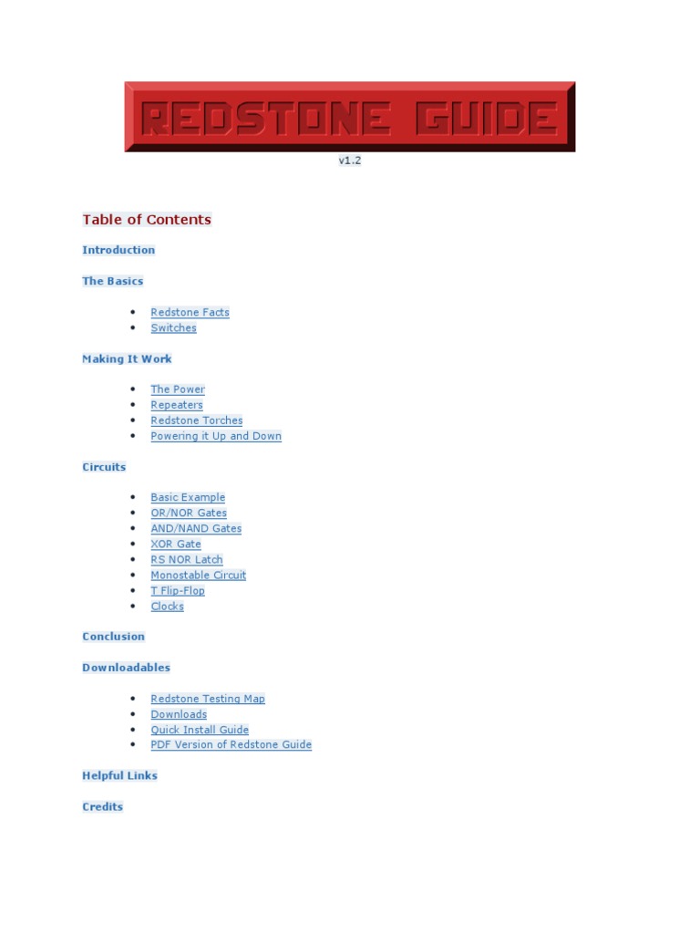 Minecraft Redstone Circuit Guide | PDF | Switch | Electronic Engineering