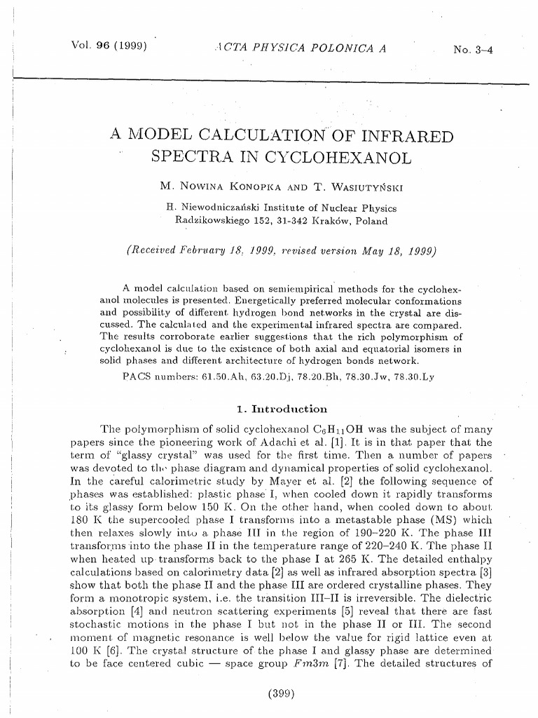 A Model Calculation of Infrared Spectra | PDF | Conformational ...