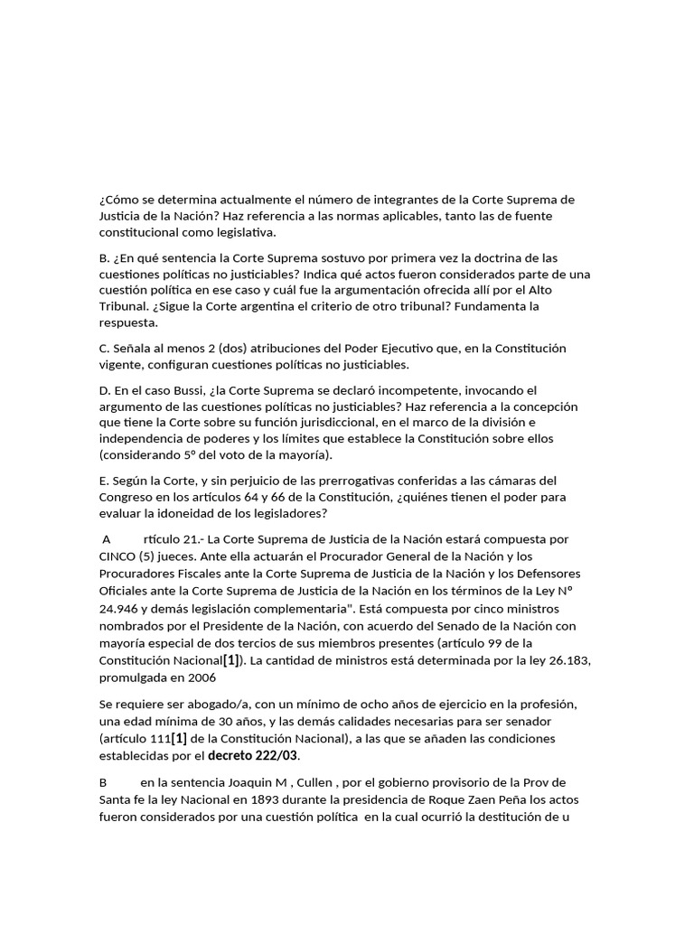 Integrantes y Funciones de la Corte Suprema | PDF | Legislador ...