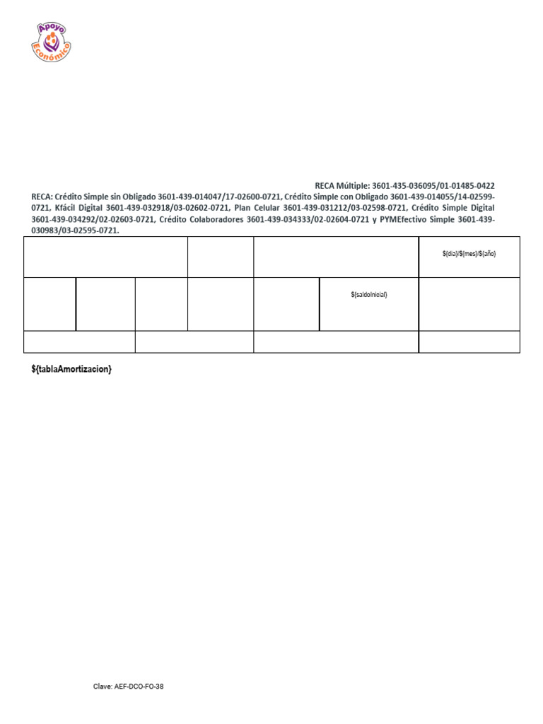 Tabla de Amortización Crédito Simple | PDF | Crédito | Finanzas y dinero