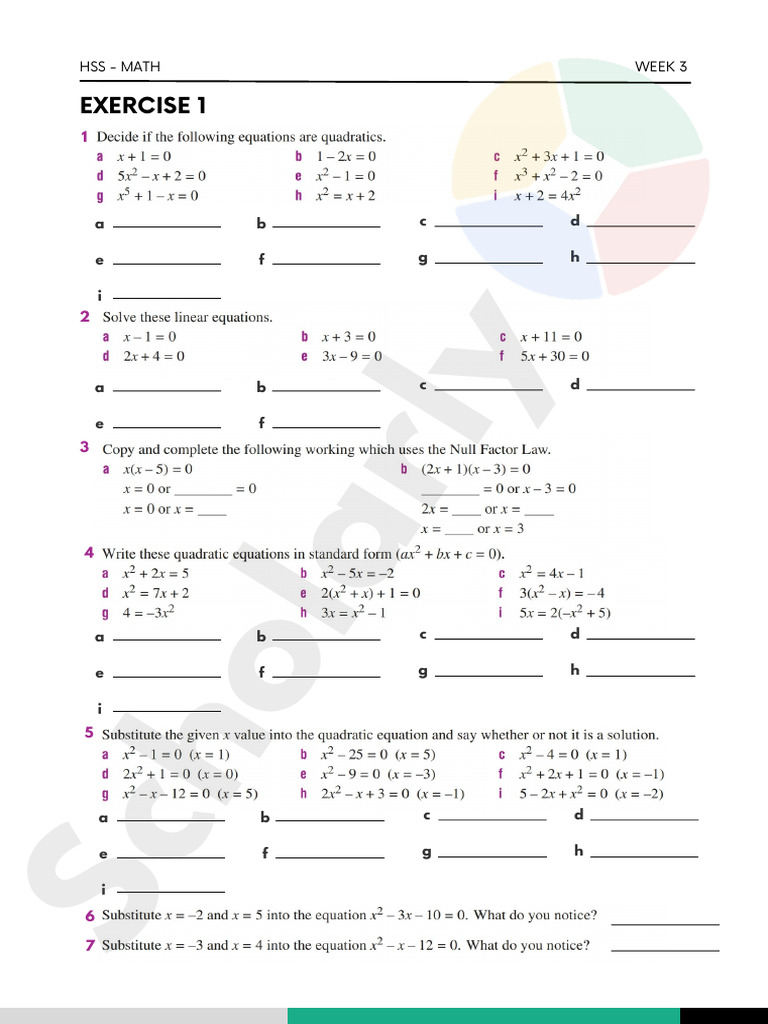 HSS Math Week 3 Exercises | PDF | Mathematics