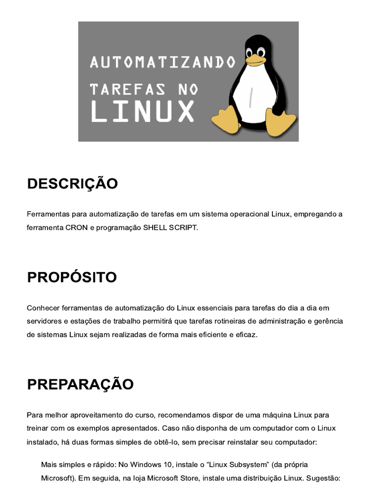 Automatizando tarefas no linux tema 06 pdf