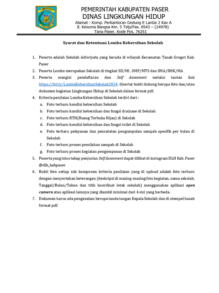 Syarat Dan Ketentuan Lomba Kebersihan Sekolah 2024 Pdf Sains