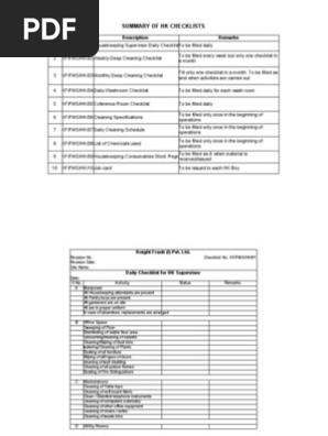 Housekeeping Checklists Iso Rev Mahape Wr Housekeeping Door