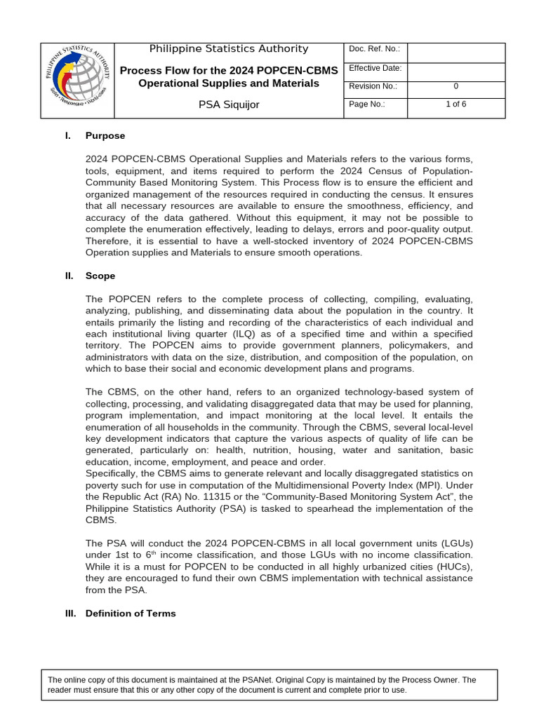 2024 POPCEN-CBMS Supply Management Guide | PDF | Census