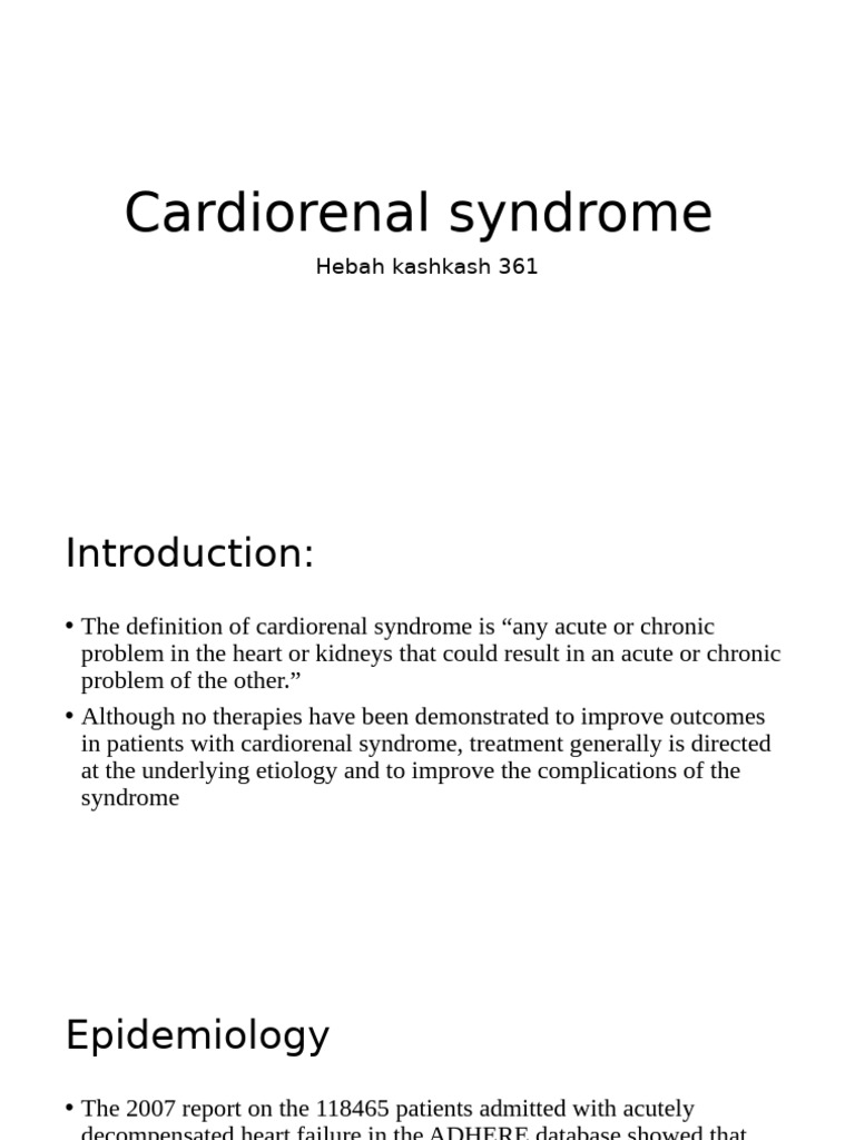 Understanding Cardiorenal Syndrome | PDF | Medical Specialties ...