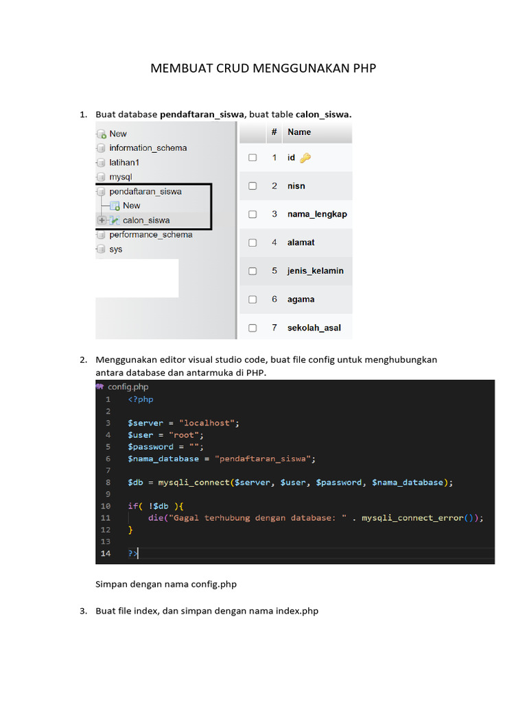 Panduan CRUD PHP untuk Pendaftaran Siswa | PDF | Karier & Perkembangan