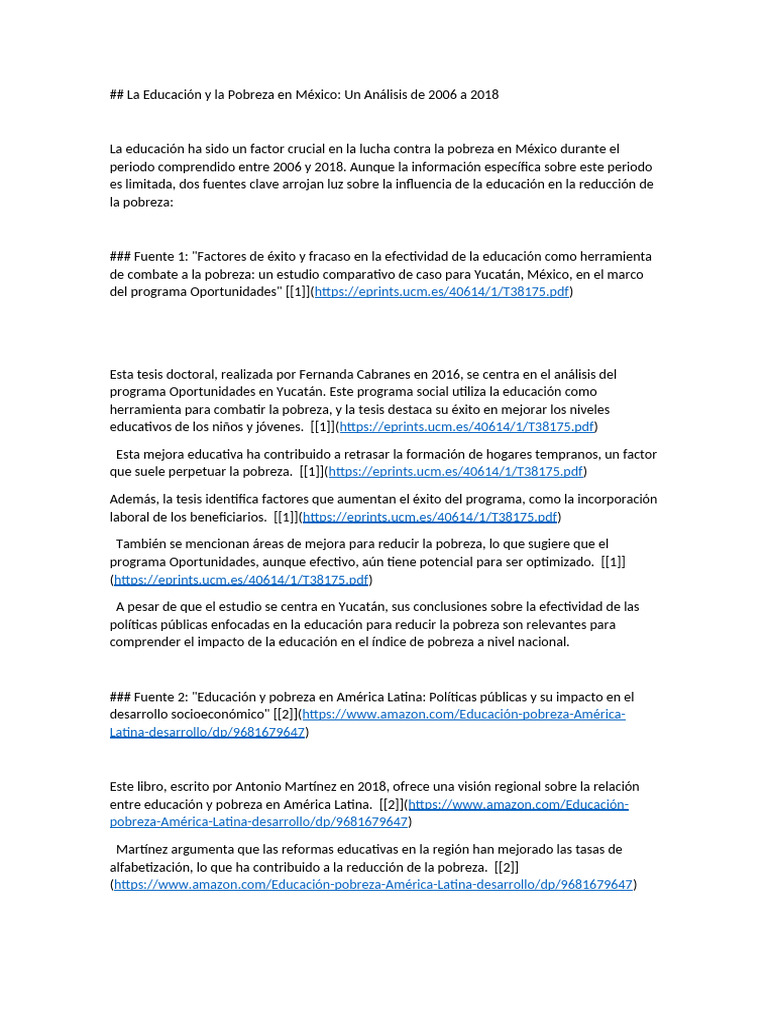 La Educación y La Pobreza en México | PDF | Reducción de pobreza | Pobreza