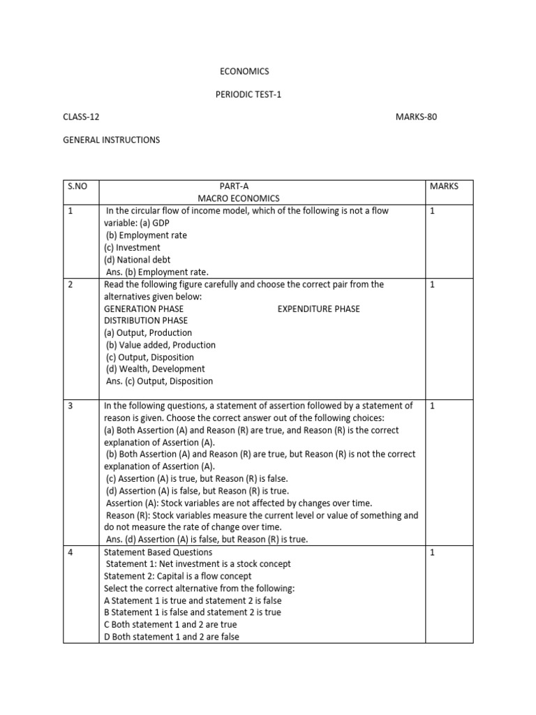 Economics Pt 1 Key Pdf Measures Of National Income And Output