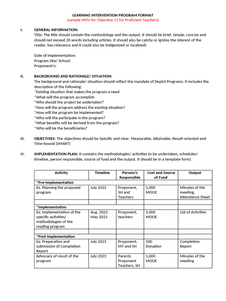 Learning Intervention Program Guide | PDF | Career & Growth | Business