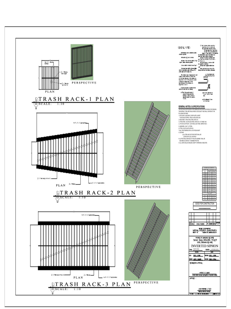 Trash Rack and Inverted Siphon Plans | PDF | Steel | Structural Steel