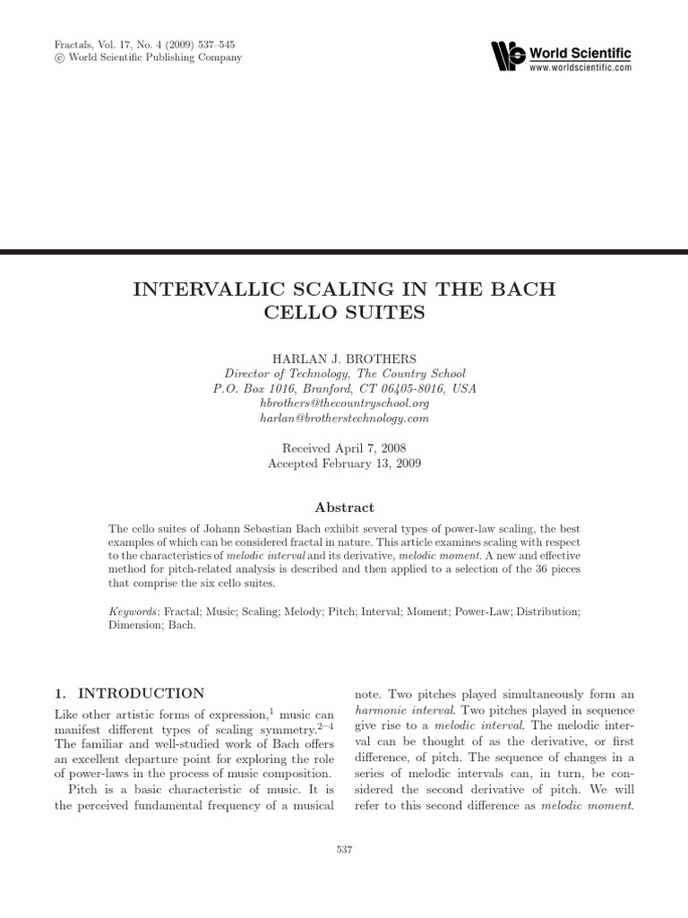 BROTHERS HJ 2009 Intervallic Scaling in The Bach Cello Suites | PDF ...