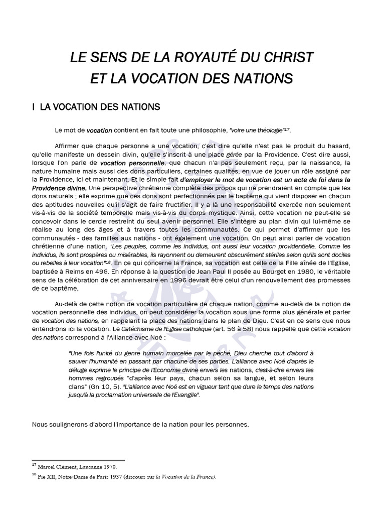 Vocation des Nations et Royauté du Christ | PDF | Dieu | Jésus