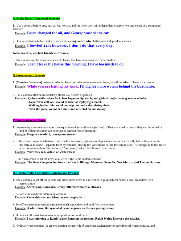 Grammar Rules English I and II | PDF | Comma | Language Mechanics