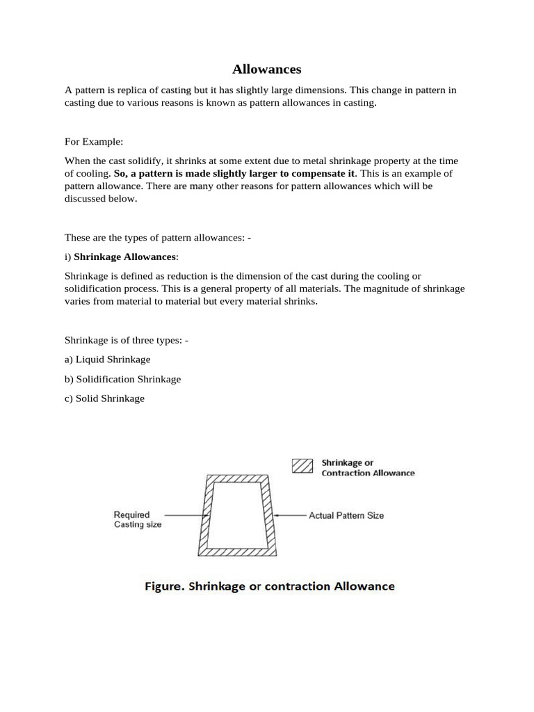 Casting Pattern Allowances & Defects | PDF | Building Materials ...