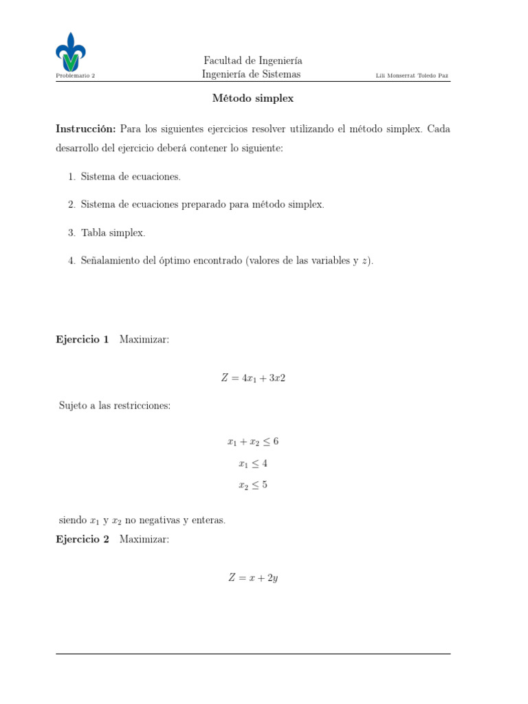 Problemas Simplex para Ingeniería | PDF