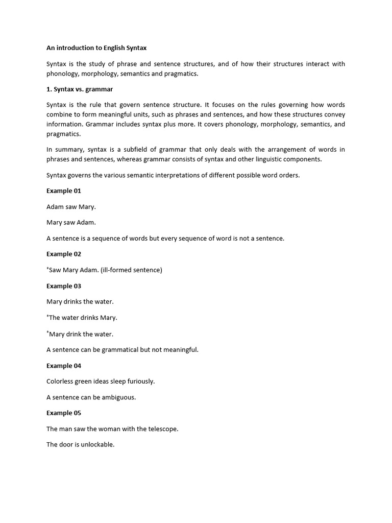An Introduction To English Syntax | PDF | Science & Mathematics