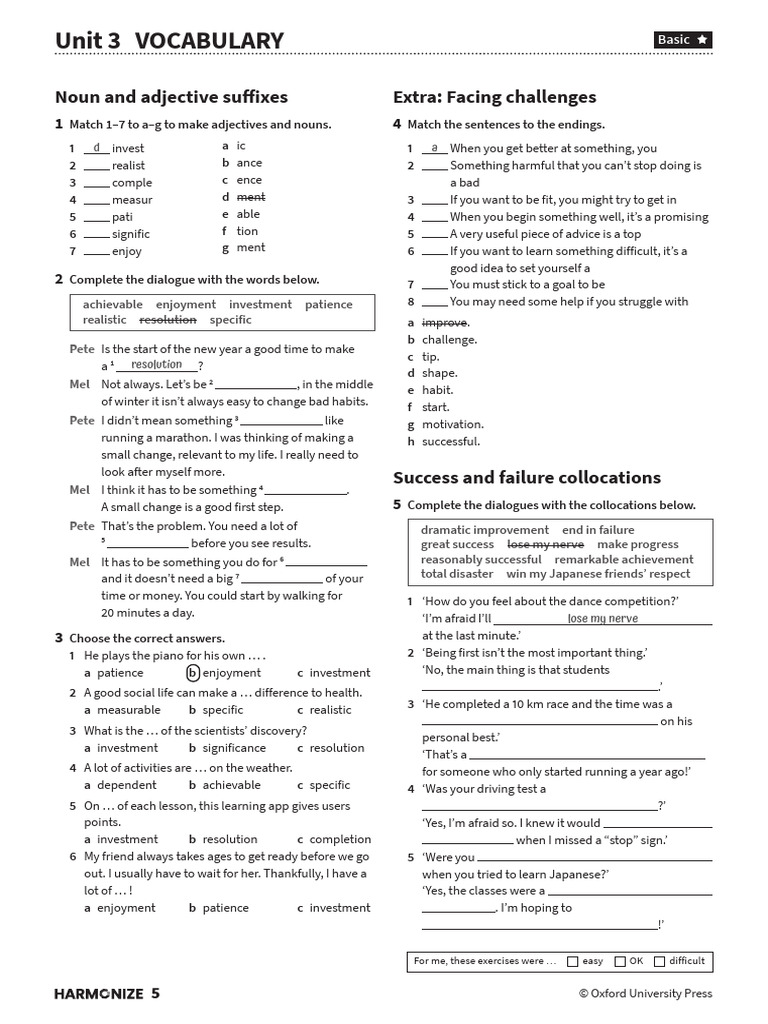Harmonize 5 trm unit 3 vocab grammar worksheets pdf adjective