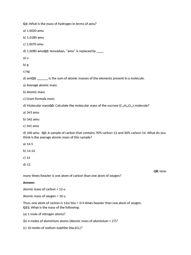 DPP On Mole Concept | PDF | Science & Mathematics | Technology ...