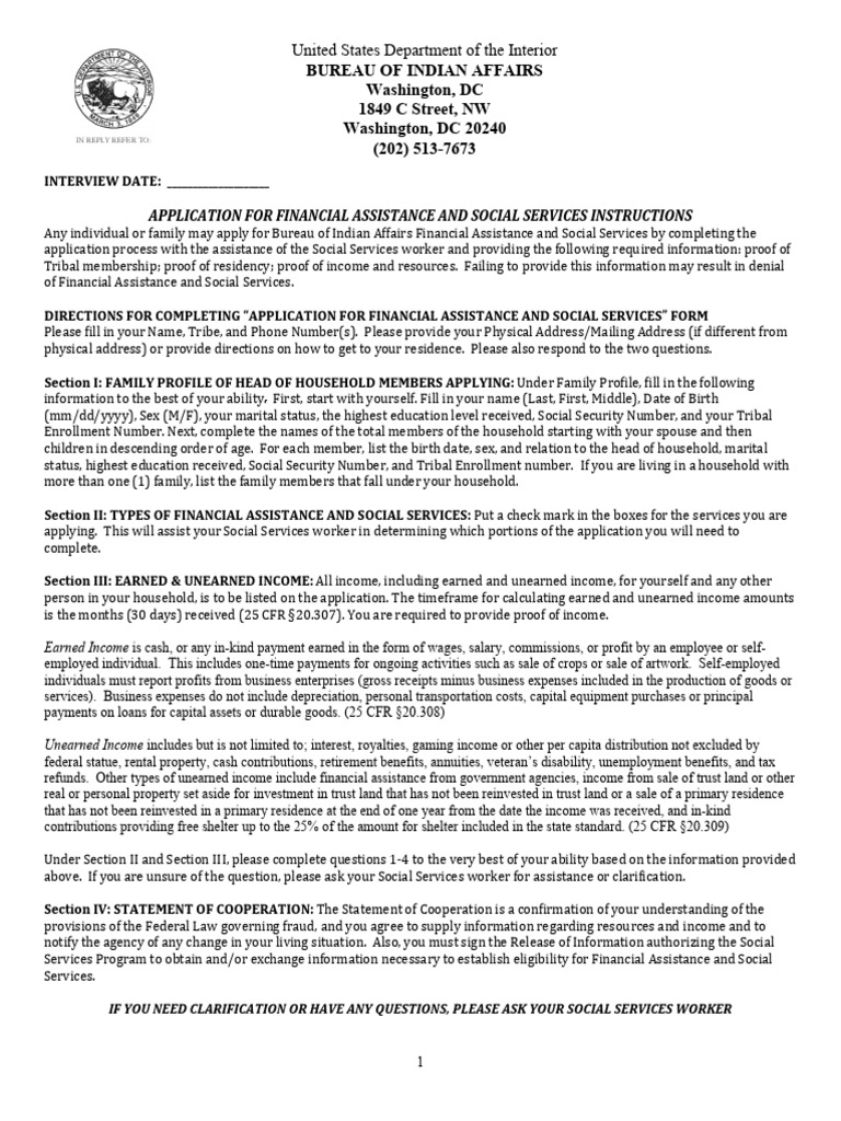 Application For Financial Assistance and Social Services 2021 | PDF ...