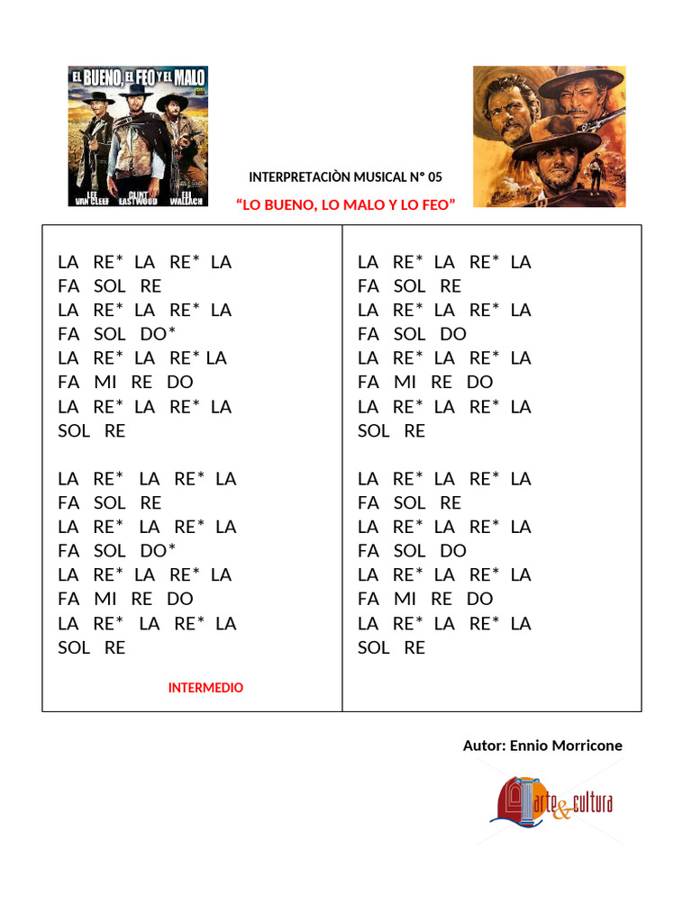 LETRA LO BUENO LO MALO Y LO FEO | PDF