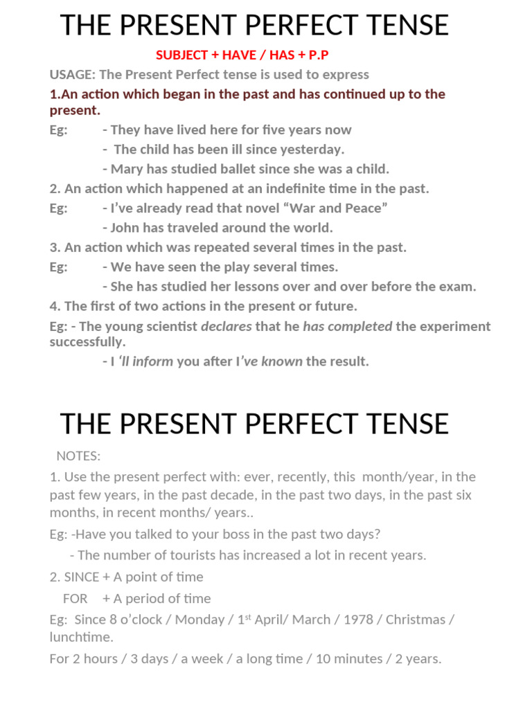 Present Perfect | PDF