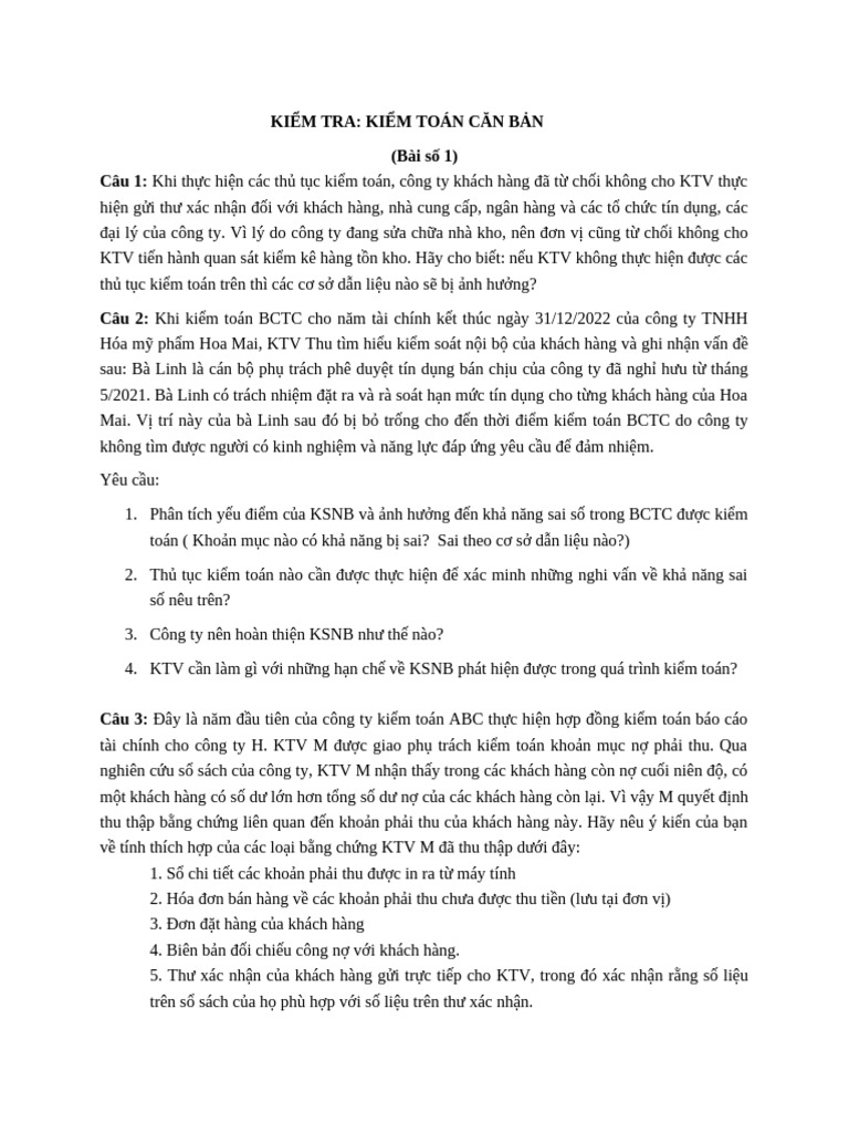 Lms - Kiem Tra KTCB 1-2024 | PDF