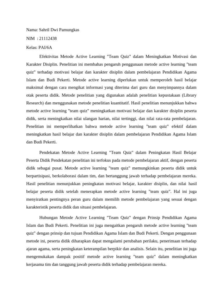 Sahril dwi review jurnal metode pembelajaran pai pdf kesehatan