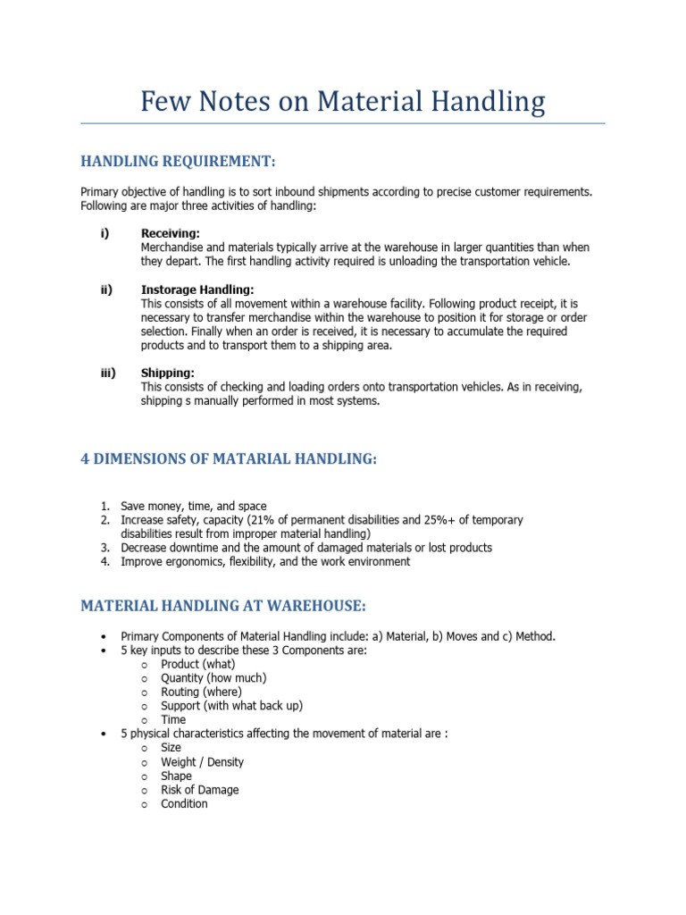 Material Handling Guide for Warehouses | PDF | Engineering ...
