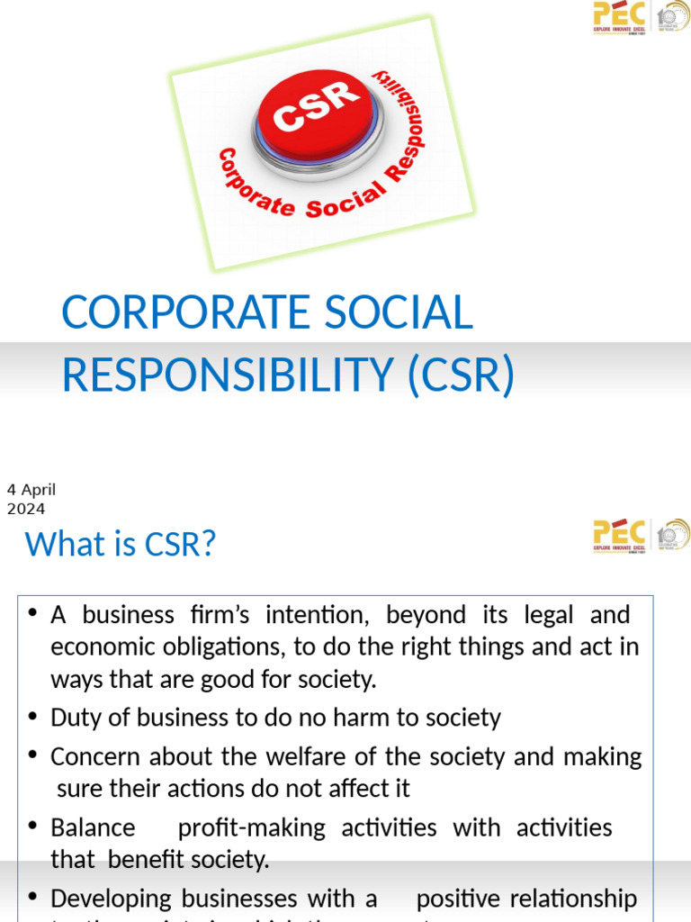 Corporate Social Responsibility (CSR) : 4 April 2024 | PDF | Corporate ...