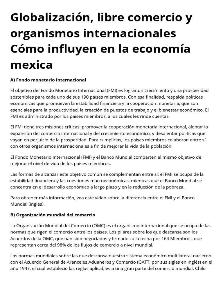 Impacto de la Globalización en México | PDF | Organización de Comercio ...