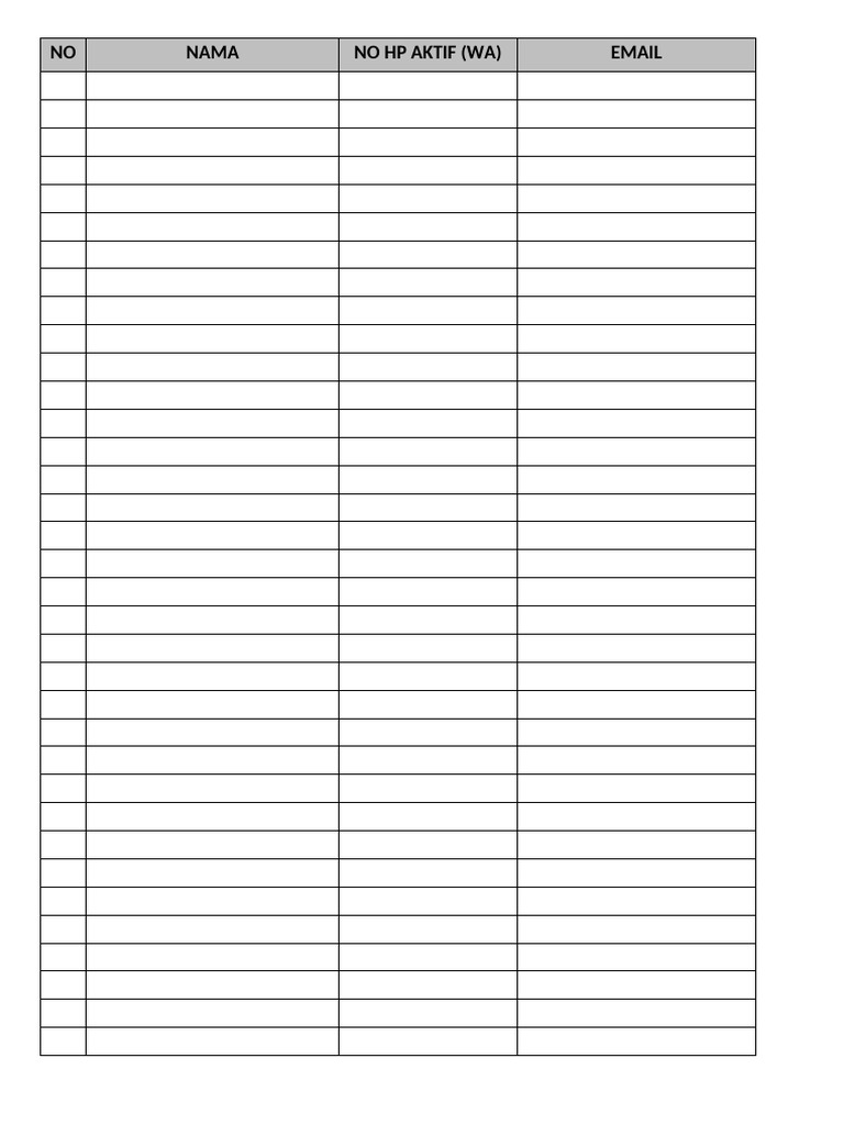 Format data no hp email pdf