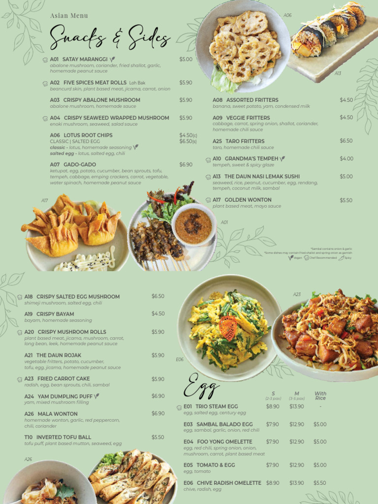 The Daun Cafe Menu Overview | PDF | Scallion | Pancake