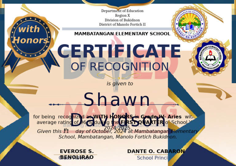 Grade IV Honors Recognition | PDF