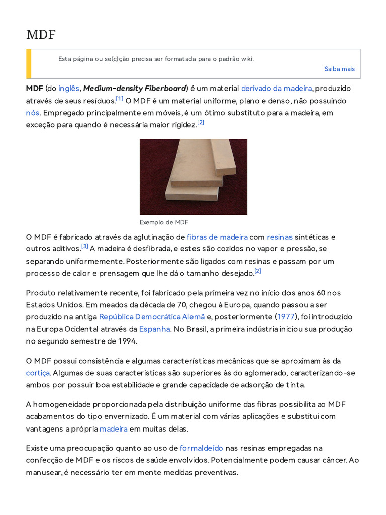 MDF - Wikipédia, A Enciclopédia Livre | PDF | Produtos de madeira ...