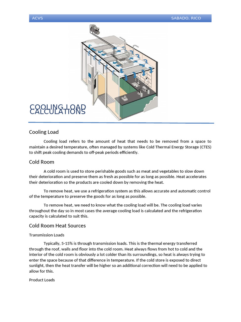 Cold Room Cooling Load Calculation Guide | PDF | Refrigeration | Heat