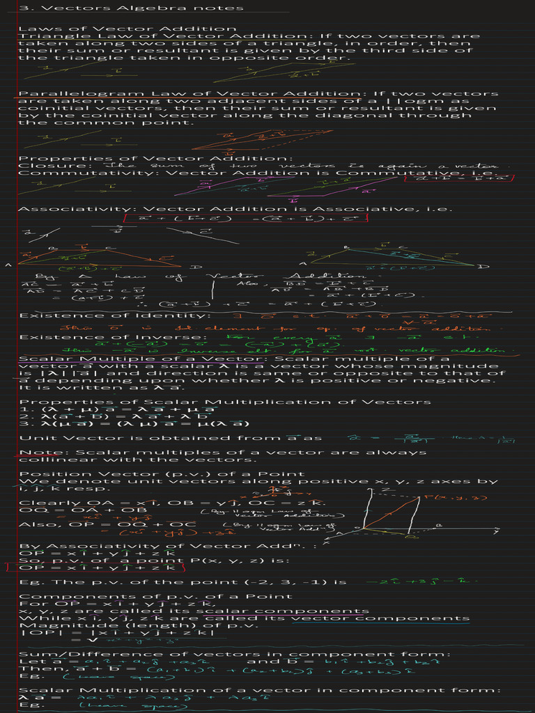 3 Vectors Algebra Notes Pdf