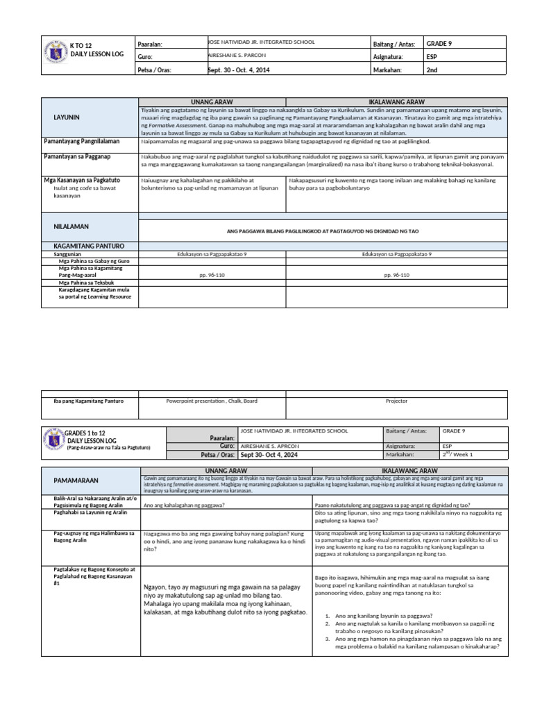 Grade 9 Esp | PDF