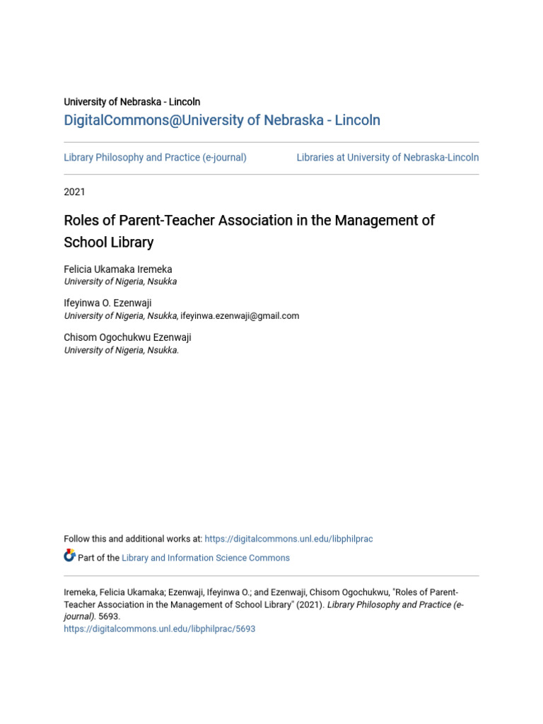 PTA's Role in School Library Management | PDF