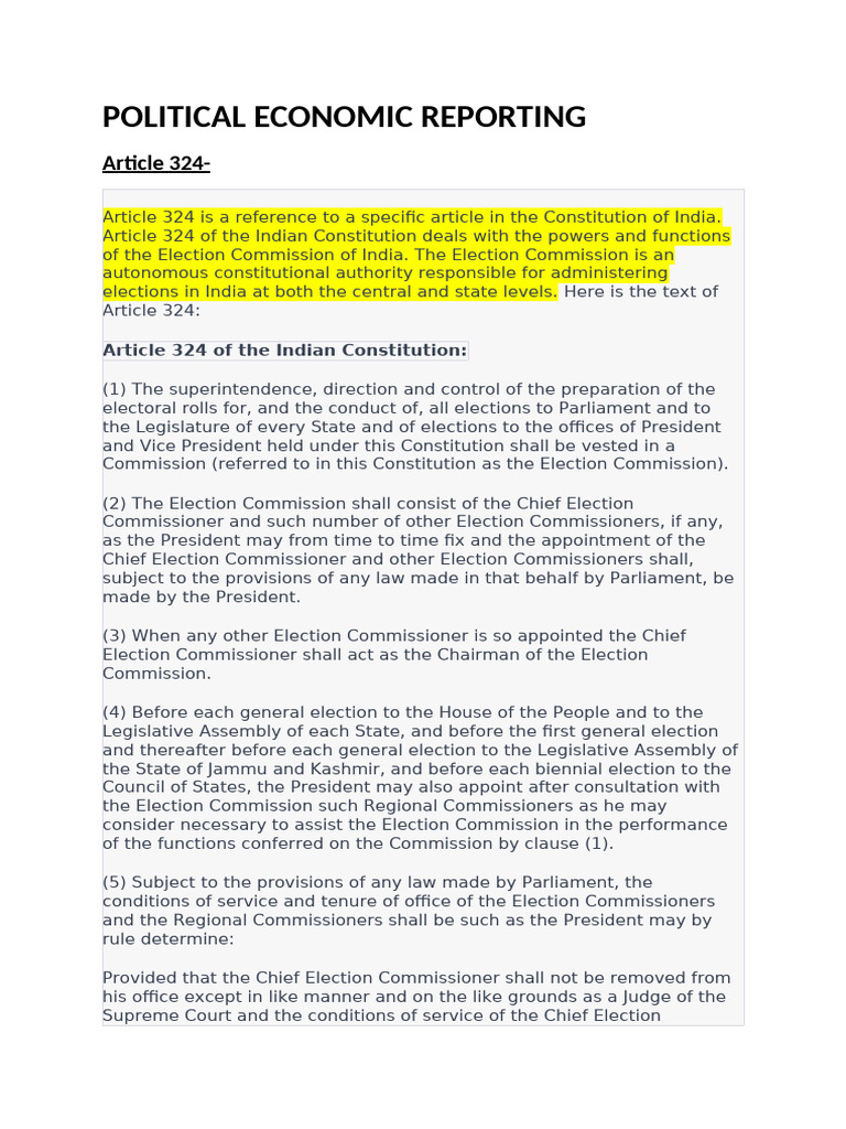 Political Economic Reporting-1 | PDF | Opinion Poll | Member Of Parliament