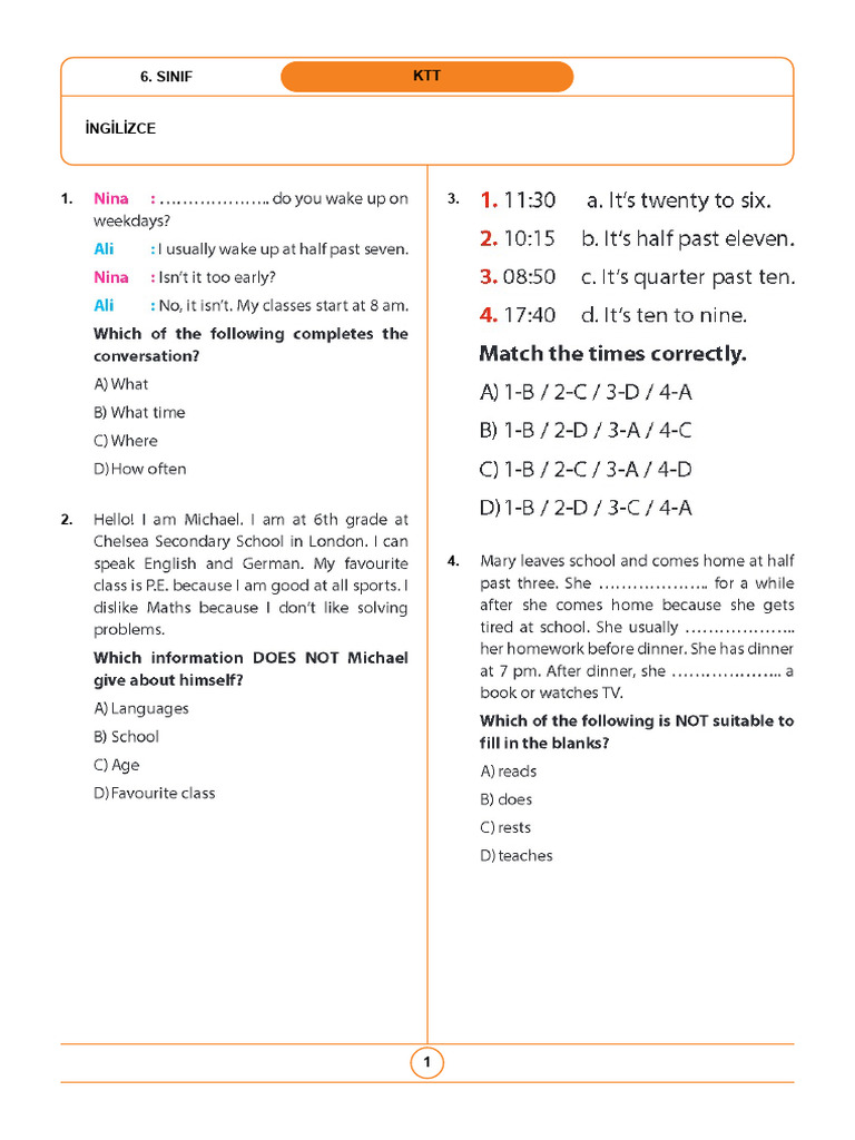 KTT 6 Ingilizce | PDF