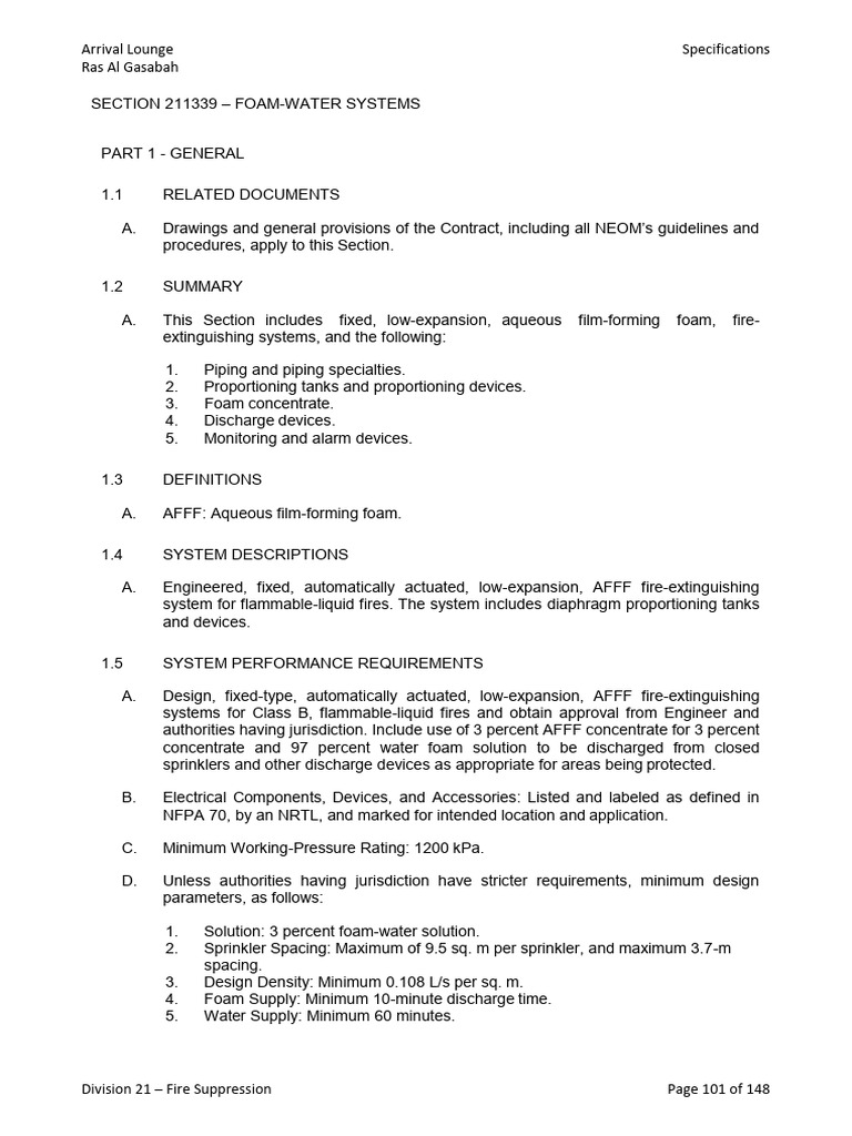 Foam water system specs pdf pipe fluid conveyance fire