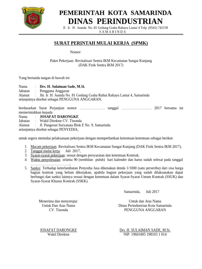 SPMK Revitalisasi Sentra IKM Samarinda | PDF | Bisnis