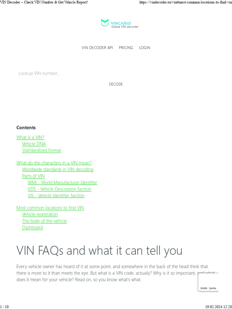 VIN Decoder Check VIN Number & Get Vehicle Report! | PDF | Vehicles ...