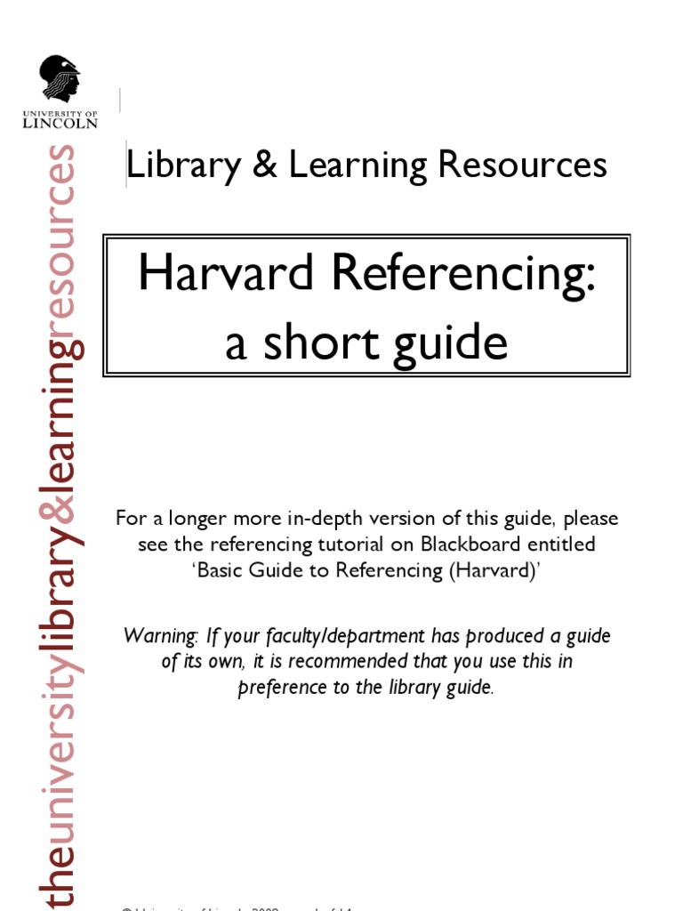 harvard referencing guide thesis