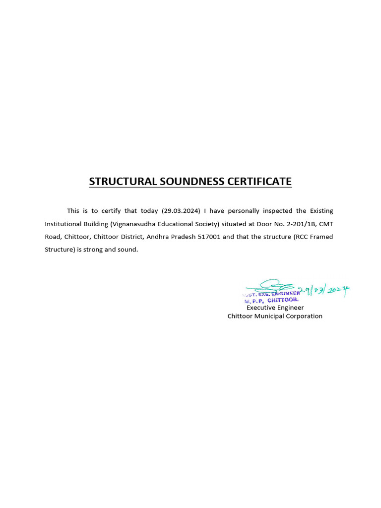Copy of Valid Building Safety Certificate | PDF