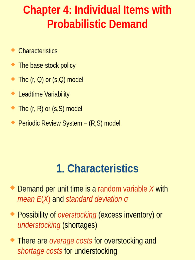 Probabilistic Demand Inventory Models | PDF | Inventory | Variance
